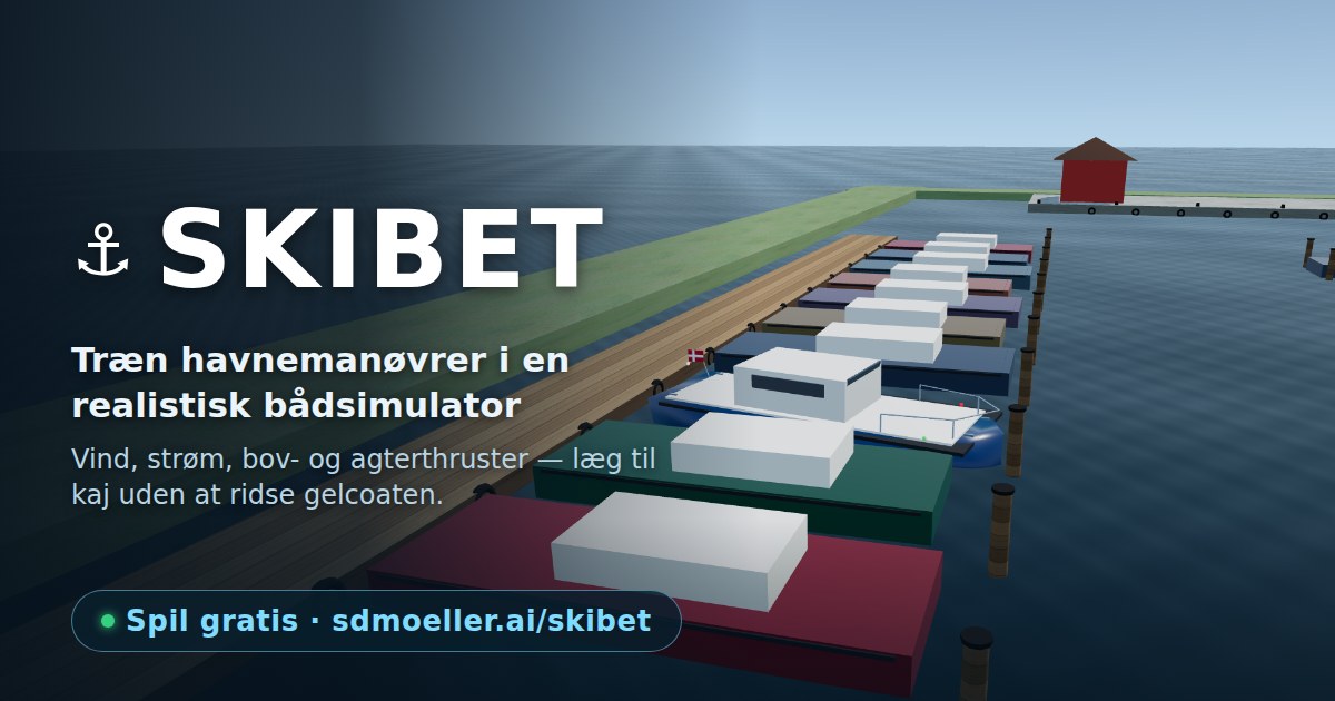 Motorbåd lægger til i en dansk havn i aftensol — fra bådspillet Skibet
